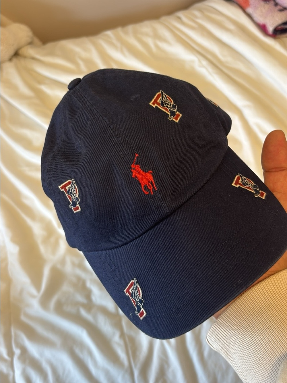 Polo by Ralph Lauren Navy Cap with Red Polo Pony & Crest Embroidery